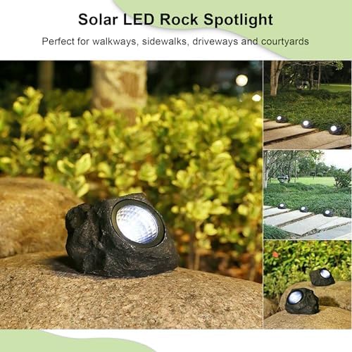 LIYAOLI Solar Rock Landscape Lights - 5 Pack Waterproof IP65 Fake Stone Solar Lights for Garden Pathways | Outdoor Ground Lighting with Auto On/Off & White LEDs - Image 7