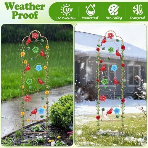 2 Pack Metal Garden Trellis Arched Fence Trellises for Climbing Plants Outdoor, Roses, Vines, Flowers, and Vegetables Support, 60'' H x 12'' W Redbird - Image 3