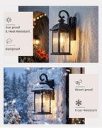 FEMILA Dusk to Dawn Exterior Wall Sconce, 15" Front Porch Light Fixtures Wall Mount for Patio, Garage, Garden, UL Listed, Matte Black Water Ripple Glass, 4FD54B-PC BK-WP - Image 4