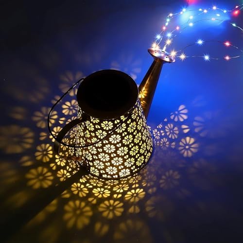 2 Pcs Solar Watering Can Lights, Hanging Solar Waterfall Lights Waterproof Outdoor Garden Decor Yard Art for Porch Landscape Patio, Gardening Gifts for Mom Grandma Women - Image 2