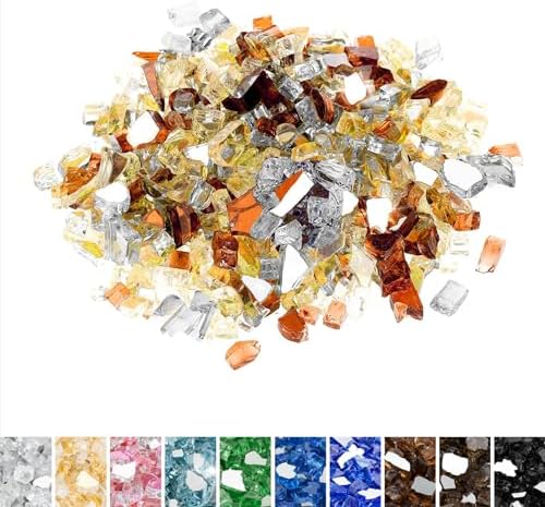 Mr. Fireglass 10 lbs Blended Fire Glass, 1/2 Inch, Gold+Platinum+Copper by Mr.+Fireglass