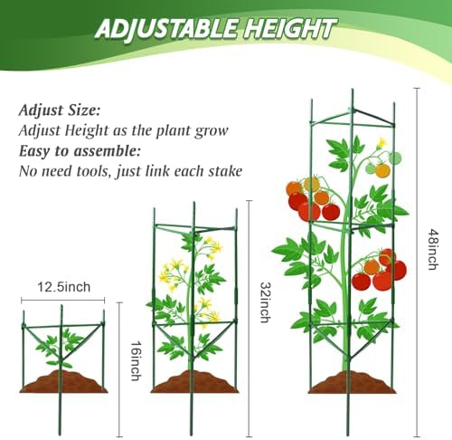 6 Pack Tomato Cage for Garden & Pots, Rust-Resistant Metal Plant Support - Image 3