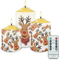 Cozeyat Christmas ELK Flameless Candles Battery Operated, Long Lasting LED Tea Lights with 4/6H Timers Tealights 3 Pieces, Dancing Flames Candles for Christmas Decoration Indoor by Cozeyat