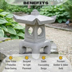 OLOMA Concrete Japanese Yukumi Lantern Garden Statue Outdoor Cement Pagoda Asian Garden Ornament Stone Handcraftes Sculpture Zen Landscape Lawn Patio Yard Temple Décor - Image 4