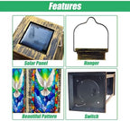 Solar Lantern Vibrant Stained Glass Dove Radiant Colors Abstract Design Garden Hanging Lantern Waterproof Solar Powered Lighting Outdoor Table Lamp for Deck Yard Camping Patio Christian Decor - Image 3
