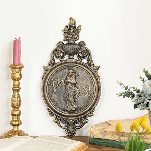 Sungmor Gold Cast Iron Wall Plaque - Classical Lady Relief in French Style - Image 5