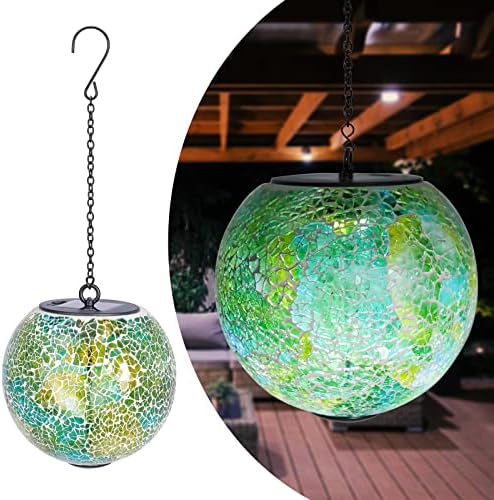 Mosaic Solar Lanterns Waterproof Hanging Solar Lights Graden Decor, Green by WonderSolar