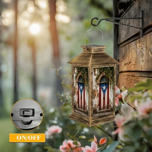 Solar Lantern Outdoor Waterproof Door Ruined House san Juan Puerto rico Colorful Island Garden Decor LED Hanging Solar Lights Tabletop Lamp Gifts for Women Mom Outside Yard Patio Porch - Image 5