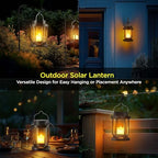 Solar Lantern Outdoor & Indoor Use – Hanging Solar Lights with Realistic Flickering Flameless Candle, Weatherproof for Gardens, Patios, Trees, and Lawns (Black, 4 Pack) - Image 5