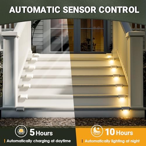 PATIOWIN Solar Fence Lights Outdoor Waterproof, Warm White, 20 Pack - Image 2