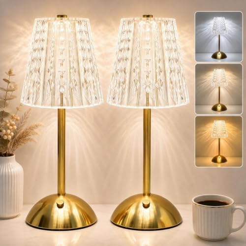 2 Pcs Led Cordless Table Lamps, 5000mAh Rechargeable Battery Operated Lamp by Unknown
