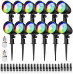 15W RGB Landscape Lighting with Remote for Yard Garden (12 Pack) by CRODIAL