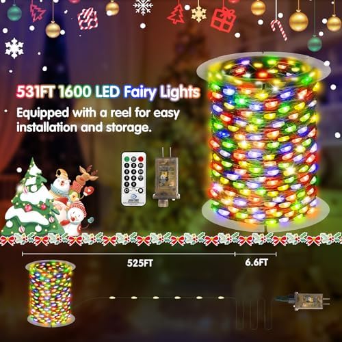 KNONEW 532FT 1600LED Green Wire Outdoor Fairy Lights Plug in Multicolor - Image 5