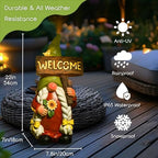 22" Solar Large Gnome Lady Garden Statue Big Female Gnome with Welcome Sign Outdoor Decor with LED Lights Home Porch Yard Patio Lawn Ornament Christmas Housewarming Gardening Gift - Image 3