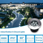 7W 6500K 6-Inch 120V LED Outdoor Landscape Ground Lights 4 Pack - Image 3