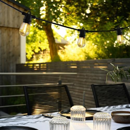 YULETIME 35 ft 18 LED Patio String Light Plug-in Adapter, E26 Base S14 Bulb - Image 5