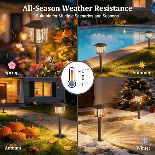 XMCOSY+ Solar Outdoor Lights Waterproof 6 Pack, 2-Tone Solar Garden Lights - Image 6