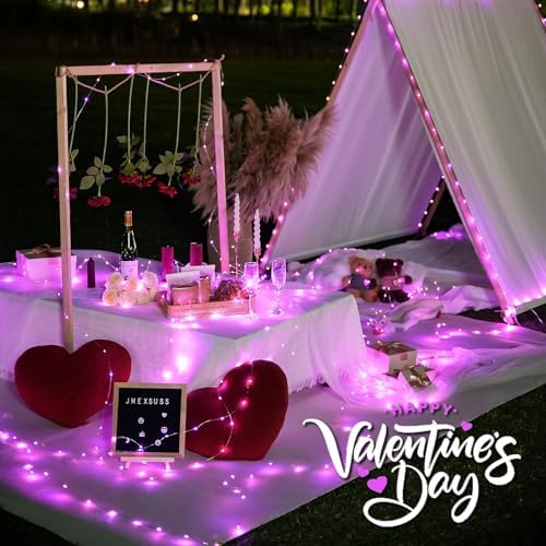 JMEXSUSS 4 Pack Solar Fairy Lights, 33ft 100 LED Pink Solar Lights Outdoor - Image 2