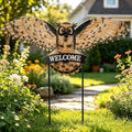 Large Vintage Owl Decorative Garden Stakes with Welcome Sign by YHSOLAR