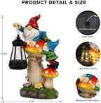 C&Y&G&X Solar Garden Gnome Statue with Lantern, Waterproof Mushroom Garden Decor, Resin Gnome Yard Art with Solar LED Lights for Outdoor Lawn Patio Porch, Gifts for Mom Grandma Garden Lovers - Image 3