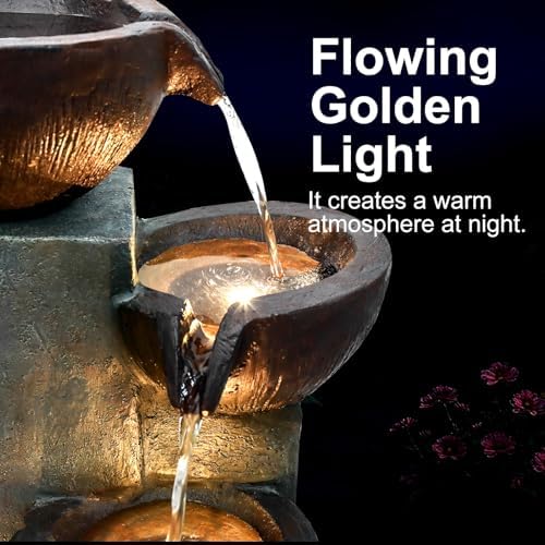 Naturefalls 39.7" Tall Outdoor Water Fountain and Waterfalls - Large Garden Fountain with LED Lights, 5-Tier Cascading, Indoor and Outdoor Fountains for Garden, Patio, Deck, Porch, Backyard and Home - Image 5