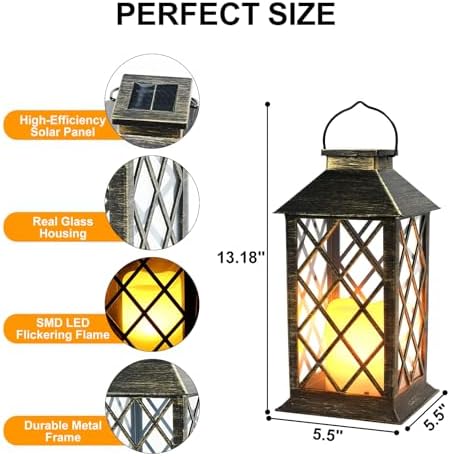 Large Solar Lanterns Outdoor Waterproof - Hanging Solar Lantern with Glass - Image 7