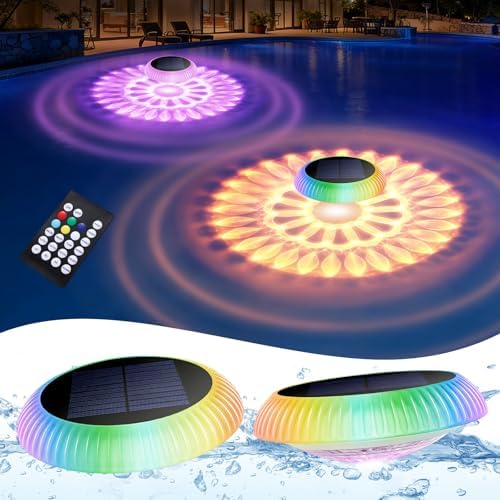 Solar Floating Pool Lights 6.5" Solar Pool Lights RGB 2Pcs by Unknown