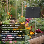 Colingmill 12 Sets Plant Labels Slate Plant Tags Garden Sign Marker Weatherproof Reusable Natural Slate Garden Sign Hanging Tag with Metal Stake and Pen for Outdoor Flower Vegetable(Rectangle) - Image 3