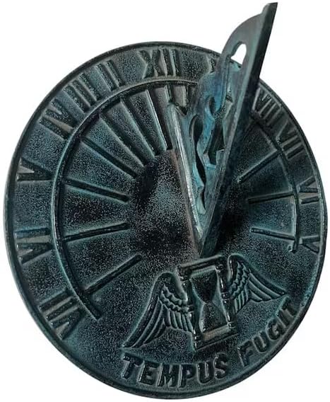 Engraved Metal Sundial with Tempus FUGIT Inscription – 9 Inch Aged Bronze Outdoor Garden Timepiece – Decorative Functional Sundial for Patio, Lawn & Garden Decor - Image 2