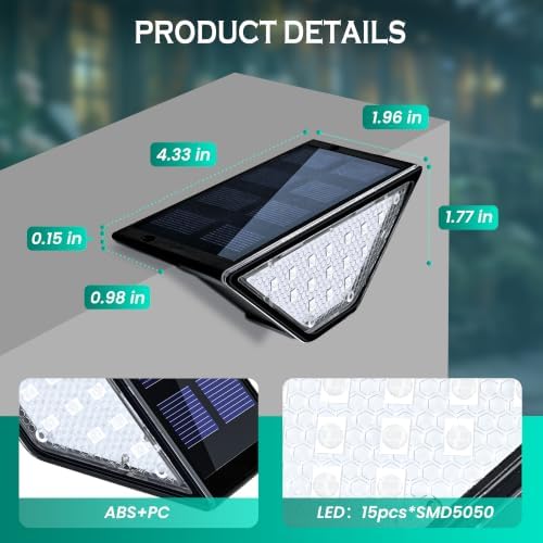 PATIOWIN 12 Pack Solar Step Lights for Outside, 24 LEDs Solar Stair Lights Waterproof IP65, Solar Deck Lights Outdoor Decor for Garden, Porch - Image 5