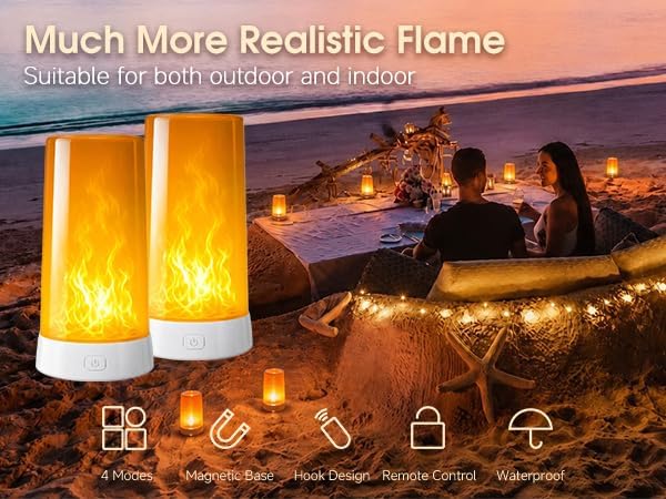 2PCS LED Flame Light, USB Rechargeable Flame Lamp with Remote & Timer - Image 2