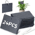 Leifide 24 Sets Plant Labels, Reusable Slate Plant Markers Natural Weatherproof Garden Signs Waterproof Hanging Slate Planter Tags with Metal Stakes and Stone Chalks for Vegetable Flower Pot by LEIFIDE