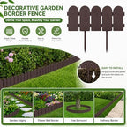 Evelyne Garden Border Plastic Edging: Wooden Fence Design - 16pcs Brown Yard Landscaping Fence Liner Lawn Edge Barrier - 20ft Kit of Decorative Lawn Panels Elements -Landscaping Edging-GMT-10374-A16 - Image 3