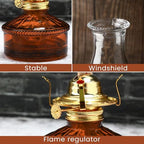 Tuanse 2 Pcs Oil Lamps for Indoor Use Vintage Hurricane Emergency Glass Oil Lamps Large Lantern Classic Decorative Oil Lamp for Home Tabletop Emergency Lighting Supplies(Brown) - Image 3