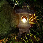 12.2''H Zen Pagoda Garden Statue with Solar Lotus Lights,Large Pagoda Asian Lantern Outdoor Decorations Japanese Temple Pagoda Lamp Patio Lawn Yard Porch Pool Pond Decor,Christmas Ornament Gift - Image 4