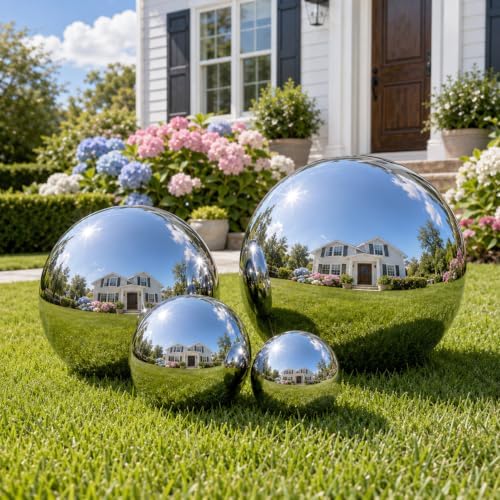 22 Inch Stainless Steel Gazing Globe Mirror Ball, Reflective Smooth Garden Sphere, Polished Shiny Hollow Sphere for Lawn, Yard, Patio, Pond, Garden and Outdoor Decor - Image 2