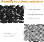 River Rock Stepping Stones Outdoor for Garden Walkway, 6 Pcs 16" L x 6" W Rectangle Shape Paver Step Stones Polished Pebble River Stone Mat for Yard Lawn Patio Pathway Walk Way - Black - Image 4