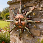 TERESA'S COLLECTIONS Sun Metal Wall Art for Outdoor Decor,21" Bronze Sun Face 3D Wall Decor for Garden Decor,Rustic Retro Hanging Sculpture for Outside Living Room Home Patio Farmhouse Gifts for Mom - Image 2
