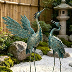 Crane Statues for Outdoor, Metal Heron Garden Statues Bird Yard Art by Oritty