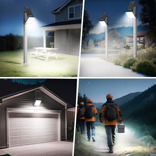 200W Solar Flood Light Outdoor 40000LM 6500K LED Solar Street Light with Remote, IP66 Waterproof Dusk to Dawn Outdoor Security Lighting, 13FT Cable Splitted Solar Powered Lamp for Parking Lot Garage - Image 6