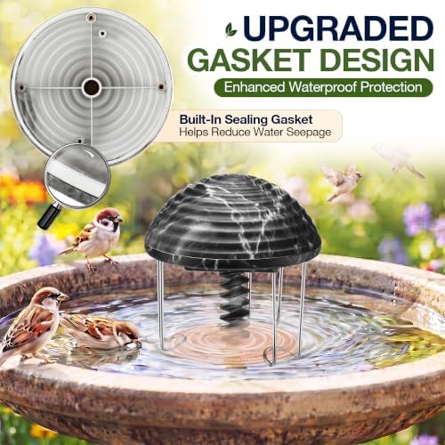 Bird Bath Water Agitator with Round 99.99% Pure Copper Disk, Battery Powered Bird Bath Circulator, Quiet Waterproof Mover Keeps Water Fresh for All Season Use (Black Rock) - Image 4