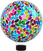 SAVENNA Mosaic Garden Gazing Ball 10 Inch, Glass Decorative Sphere for Indoor & Outdoor Garden, Patio, Home & Yard, Multicolor Petal Pattern by SAVENNA