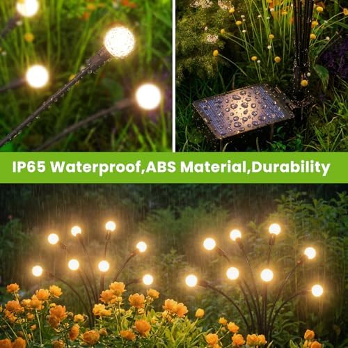 Solar Lights Outdoor(10 Pack,80 LEDs),Solar Lights Outdoor Waterproof for Garden Decor,4 Modes Firefly Light for Outdoor Decor,Big Bulb High Lumens Patio Decor,Sway by Wind,Gardening Gifts for Women - Image 4