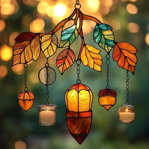 Autumn Leaves Branch Acorn Acrylic Suncatcher by AVAGAN