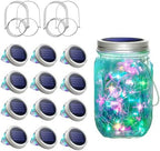 SunKite Solar Mason Jar Lights, 12 Pack 30 LED Waterproof Fairy Firefly Jar Lids String Lights with Hangers(NO Jars), Patio Yard Garden Wedding Decoration - Multicolored1 by SunKite
