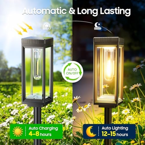 Tall Solar Pathway Lights Outdoor, Bright Solar Powered Lights 4 Pack - Image 4