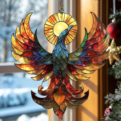 Vivid Phoenix Mosaic Sun Catcher Acrylic Suncatcher by AVAGAN