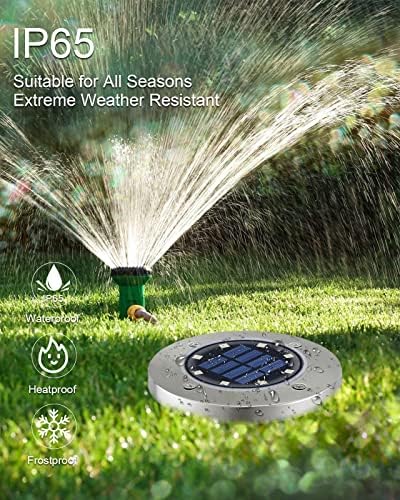 UFOND 12 Pack Solar Ground Lights，Outdoor Waterproof LED Gardenlight, Disklights for Lawn Pathway Yard Walkway Driveway Patio Deck, Solar Lights (Cold White) - Image 4