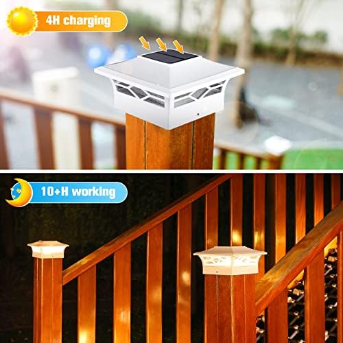 VOLISUN 6Pack Solar Post Cap Lights, 2 Color Modes Deck Lights, White - Image 2