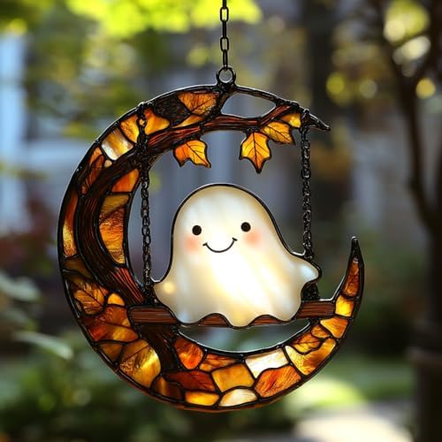 Cute Boho Ghost Acrylic Suncatcher by AVAGAN